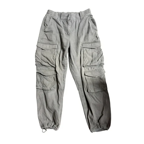 Oak + Fort Green High Waisted Multi Pocket Cargo Pants Cropped Joggers S Medium - Picture 4 of 12